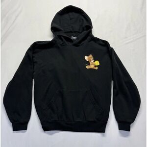 Tom & Jerry Hoodie Small black Pullover Unisex Warner bros Sweatshirt Cartoons